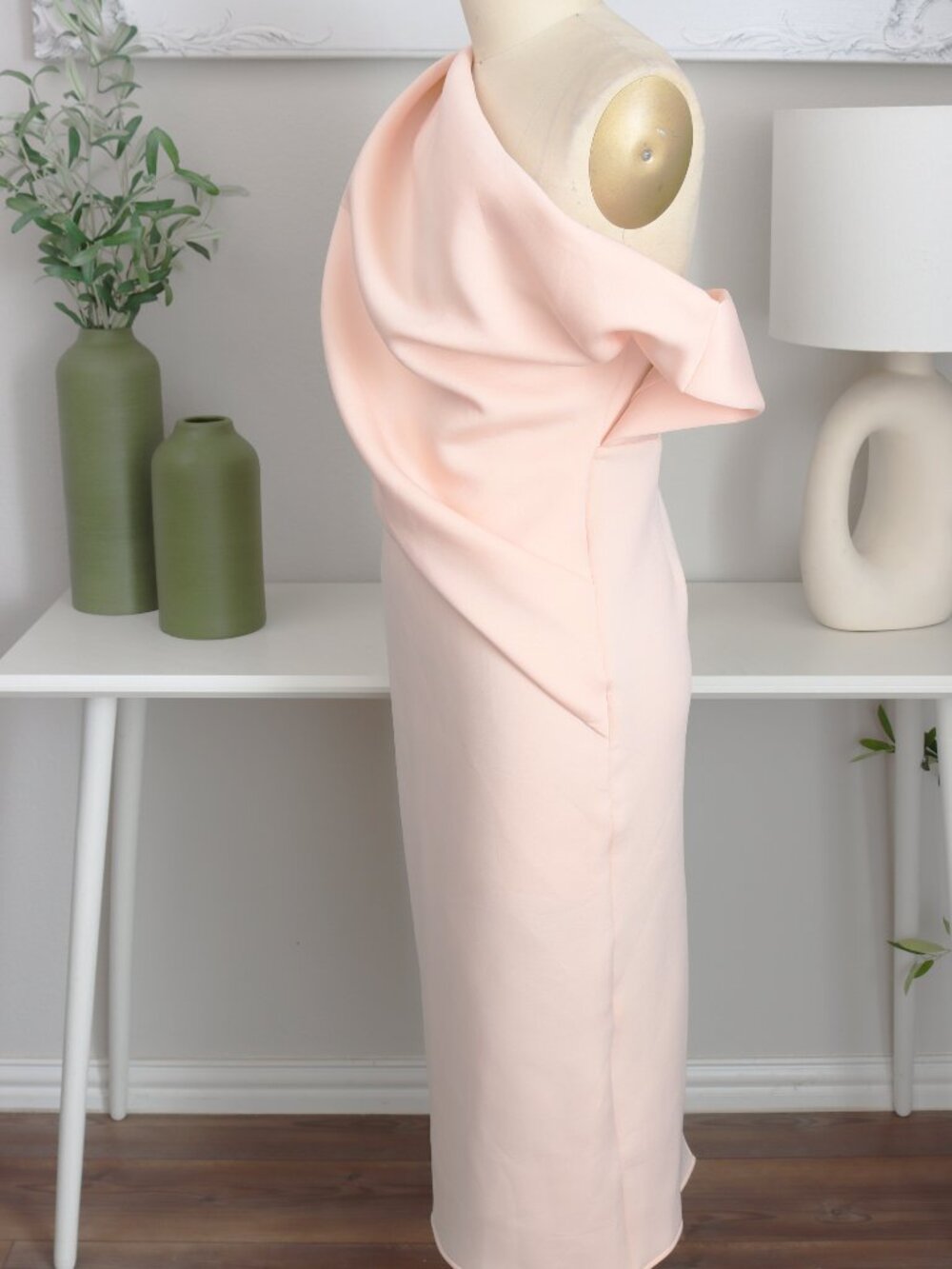 ASOS NEOPRENE One Shoulder Asymmetrical Dress - PEACH! - Picture 5 of 5